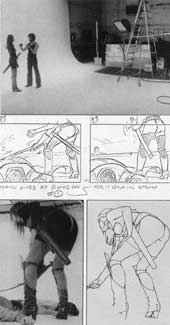 A personagem Taarna foi trabalhada em cenário com modelo e depois rotoscopiada, a partir de um esboço a lápis
